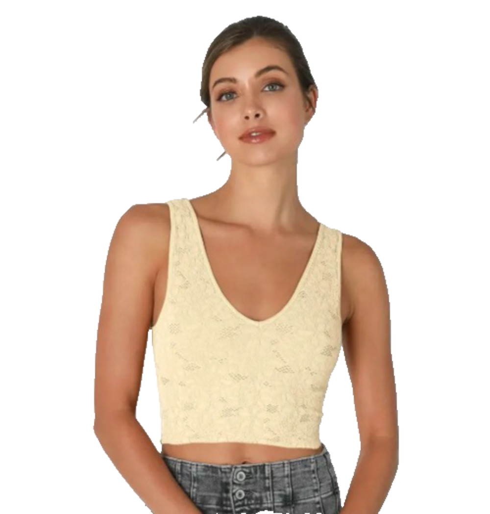 Nikibiki Floral Textured Seamless Crop Tank Bralette Blush Peach One Size Boho